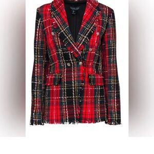 Rachel Zoe Red and Black Plaid Blazer